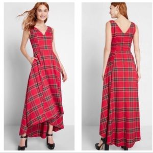 Modcloth X Collectif plaid high low dress